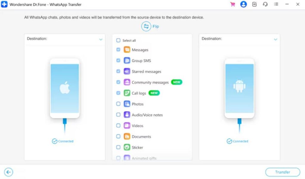 choose whatsapp data